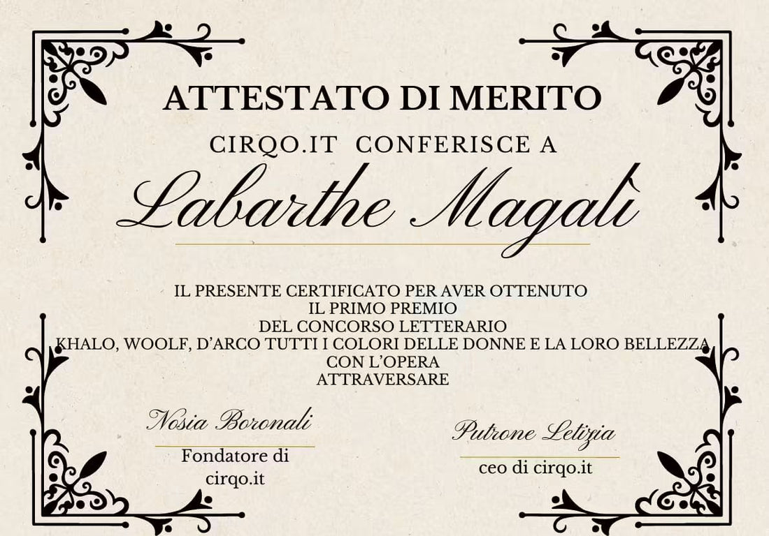 Primo Premio CONCORSO LETTERARIO KHALO, WOOLF, D'ARCO TUTTI I COLORI DELLE DONNE E LA LORO BELLEZZA