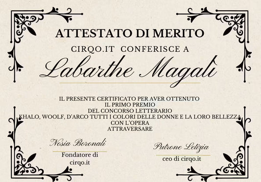 Primo Premio CONCORSO LETTERARIO KHALO, WOOLF, D'ARCO TUTTI I COLORI DELLE DONNE E LA LORO BELLEZZA