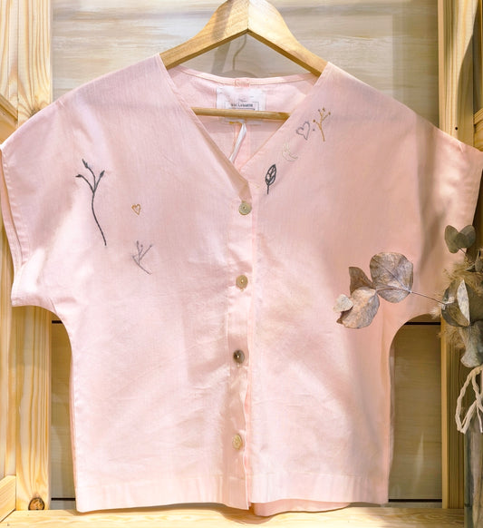 Camicia Rosa Ricamata